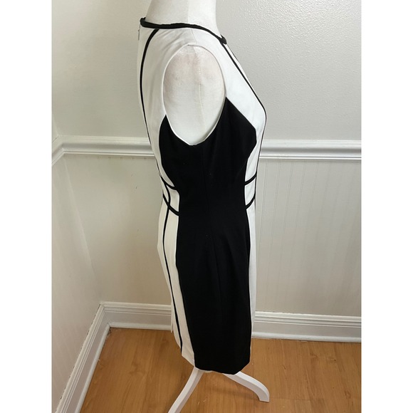 Calvin Klein‎ Dress Black White Sleeveless Sheath Career Women Size 4 - Picture 4 of 10